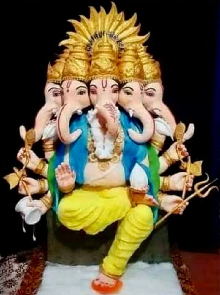 Intricate and creative cotton sculpture of Ganesha with different colors