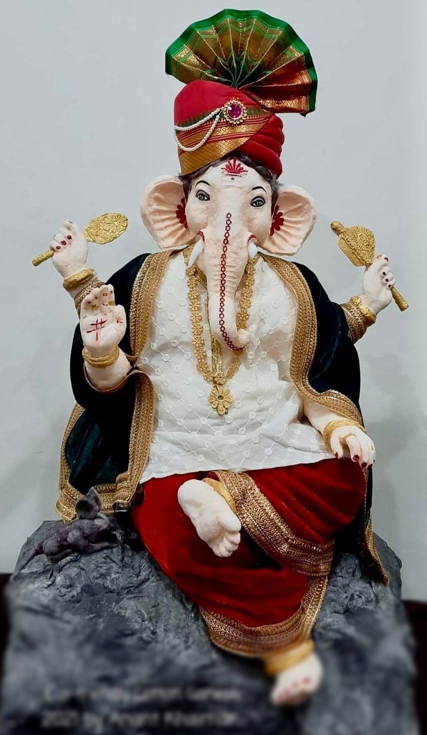 Intricate and creative cotton sculpture of Ganesha with different colors