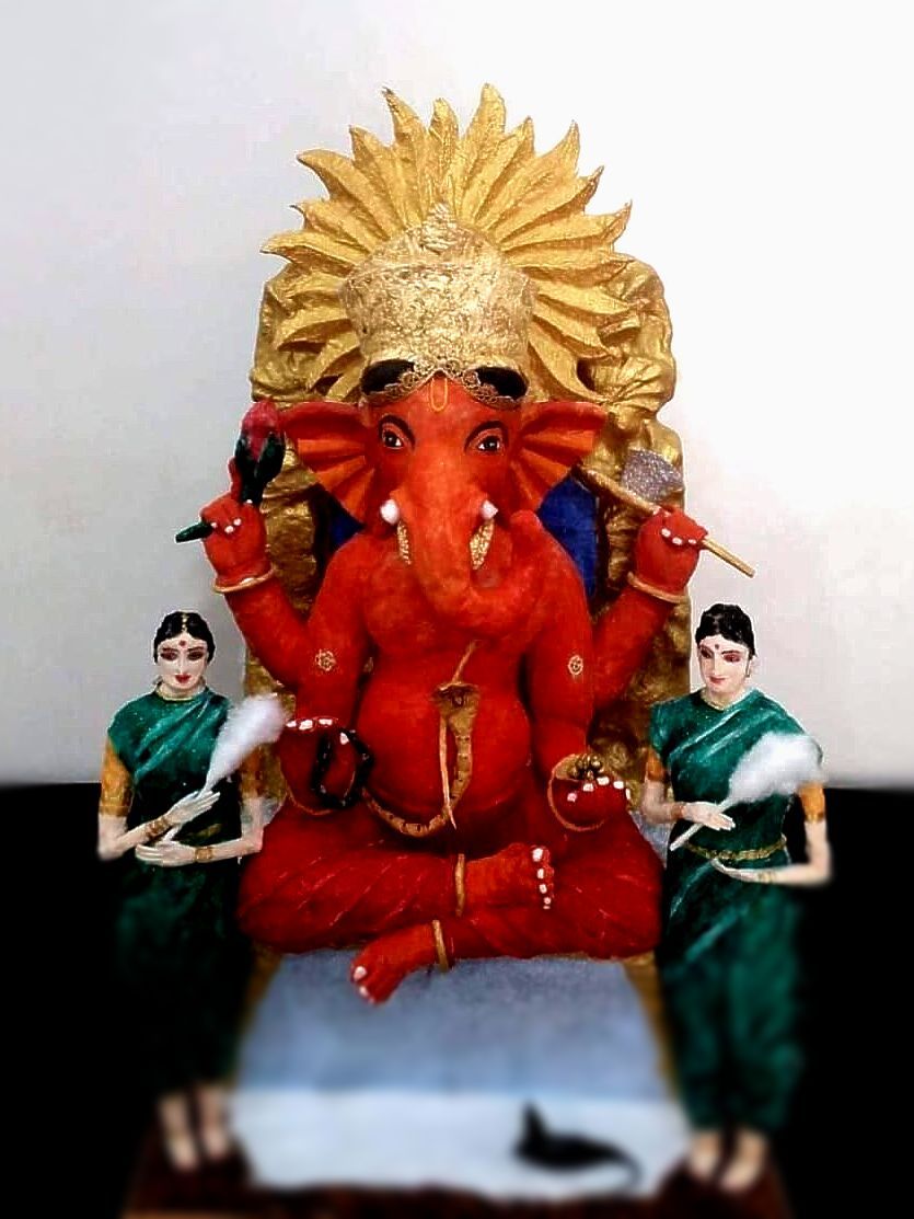 Intricate and creative cotton sculpture of Ganesha with different colors