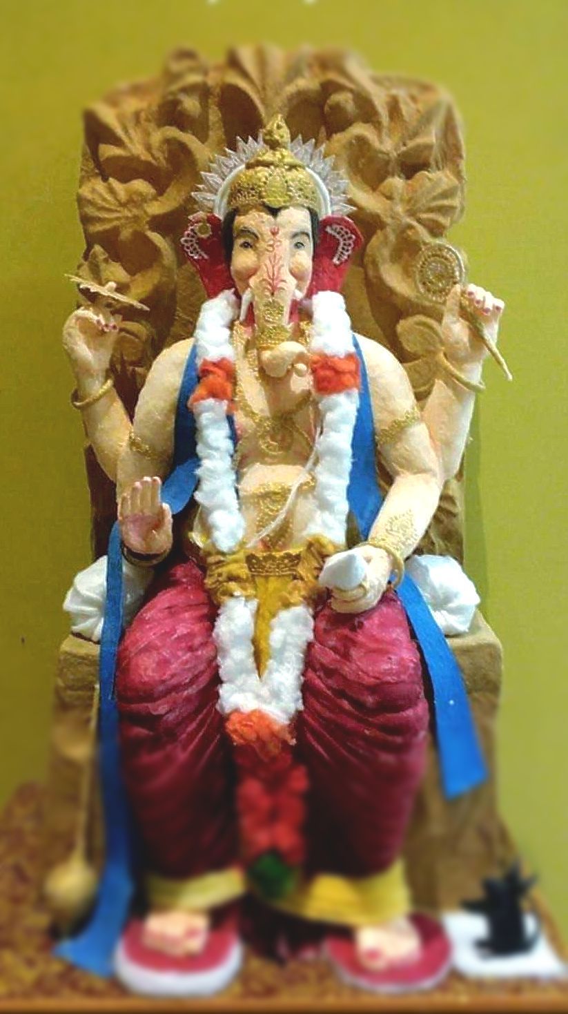 Intricate and creative cotton sculpture of Ganesha with different colors