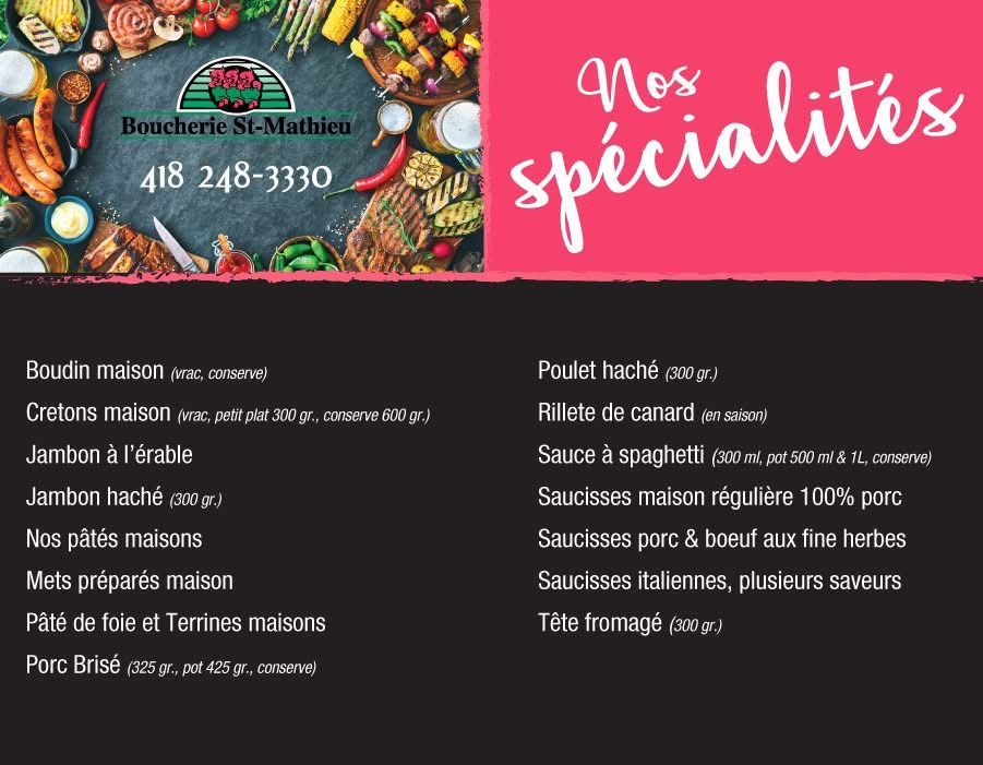 Un menu pour un restaurant avec une photo de nourriture et un numéro de téléphone.