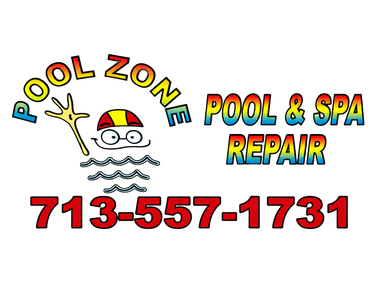 Pool Zone logo with a cartoon swimmer, wave, and text “POOL & SPA REPAIR”