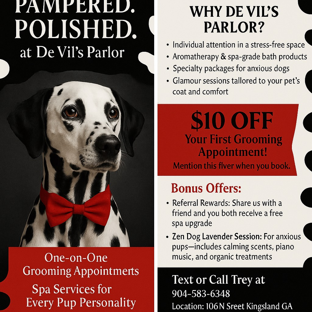 Pampered polished at de vil 's parlor flyer