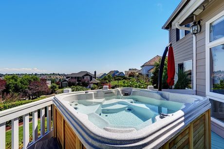 outdoor deck with tub