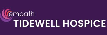 A purple logo for a hospice called empath tidewell hospice