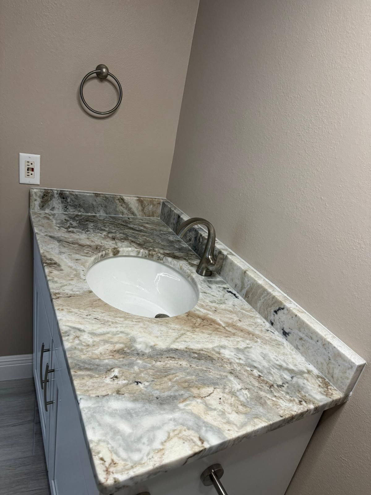 A Bathroom With Bathtub And Mirror — Fort Myers, FL — Roca Granite & Cabinets