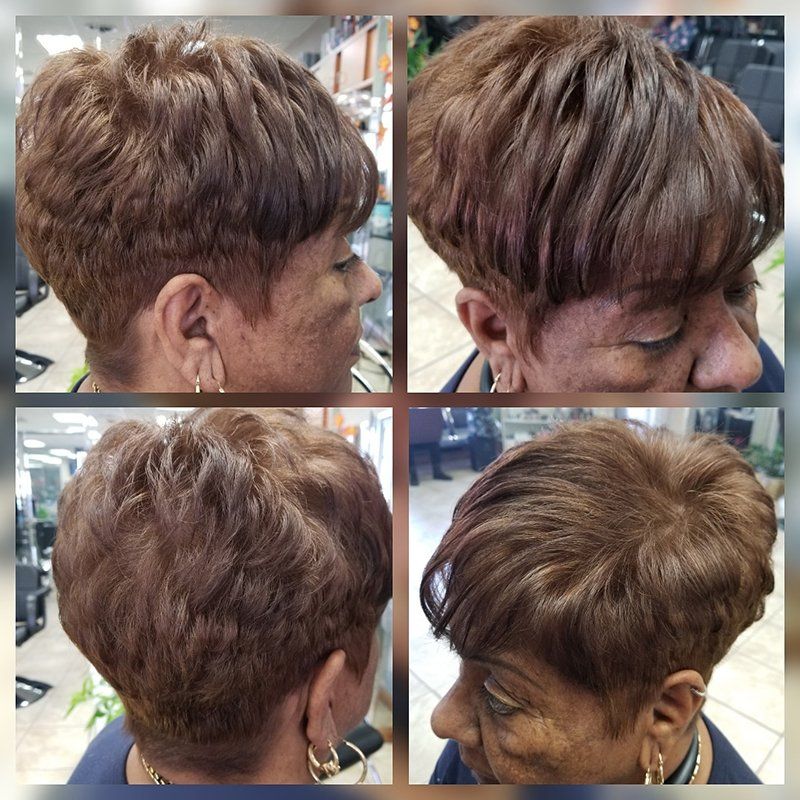 four in one short brown hair styled