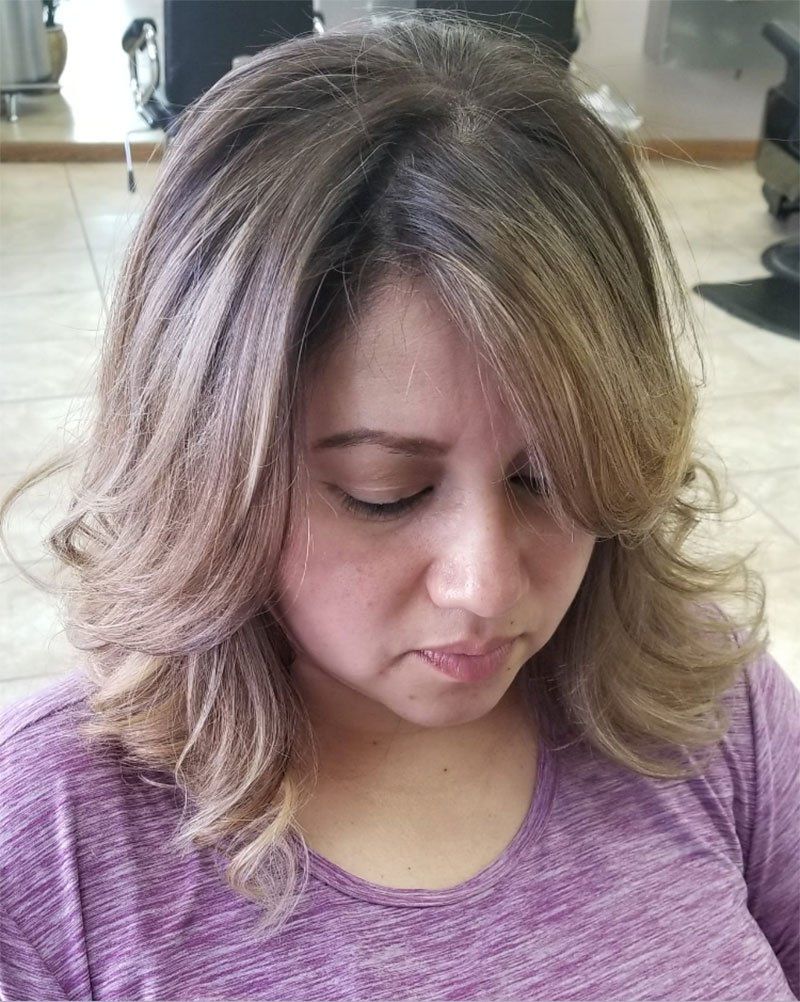 medium hair brown to light brown highlights