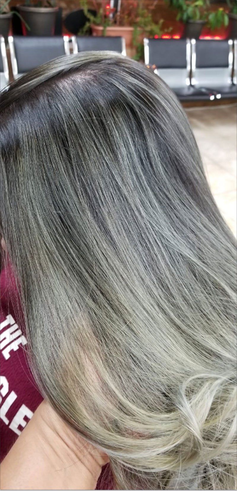 long hair colored ash grey