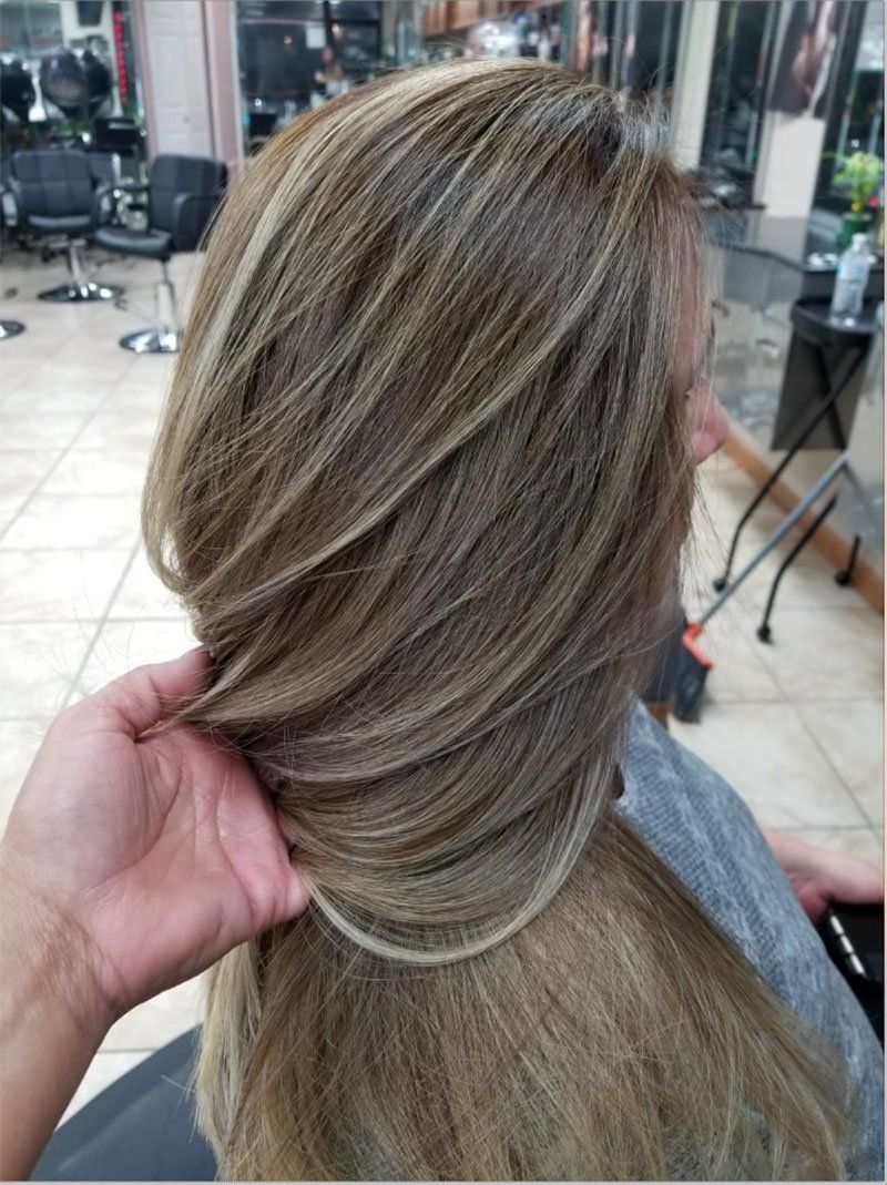 long hair with blong highlights