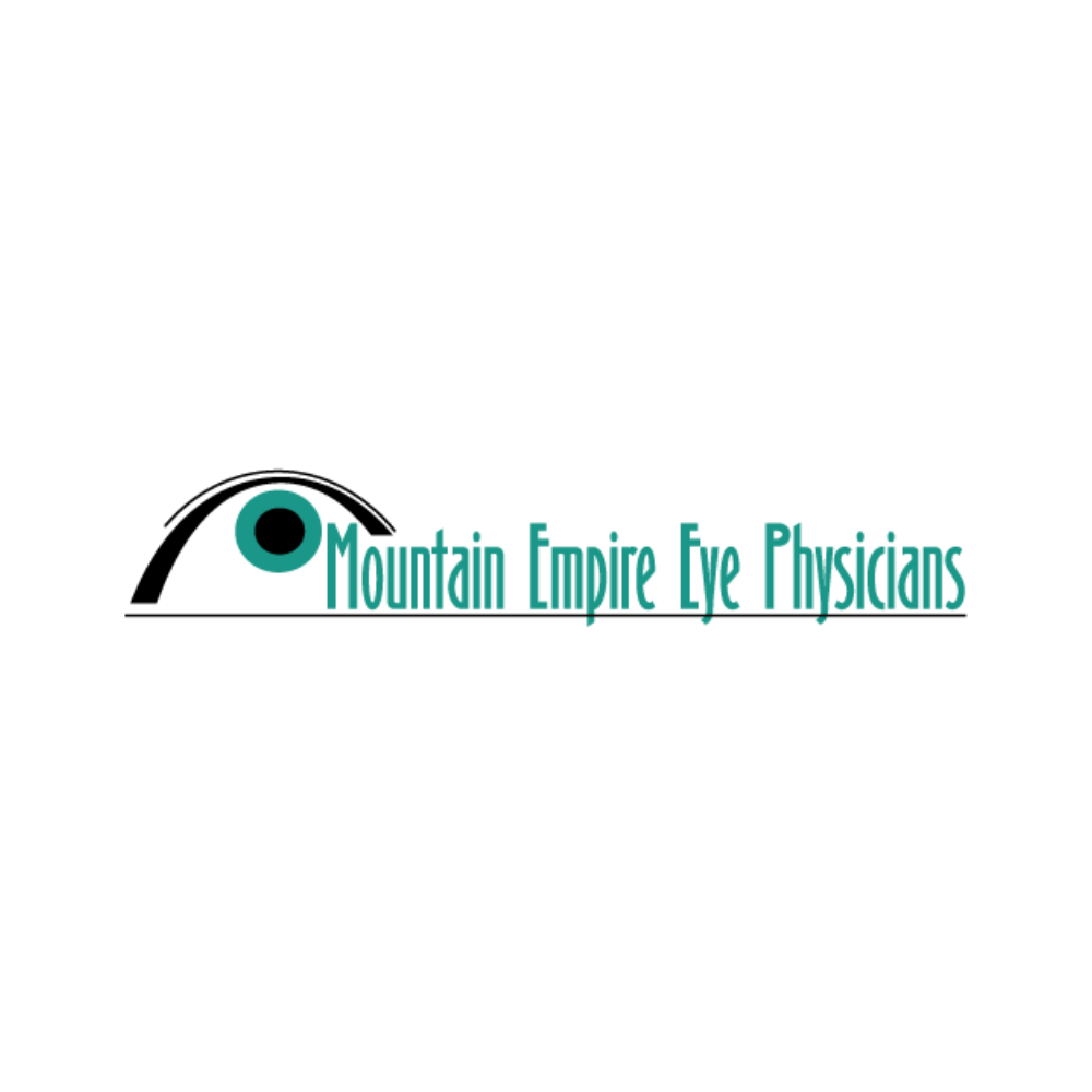 A logo for mountain empire eye physicians with a picture of an eye.