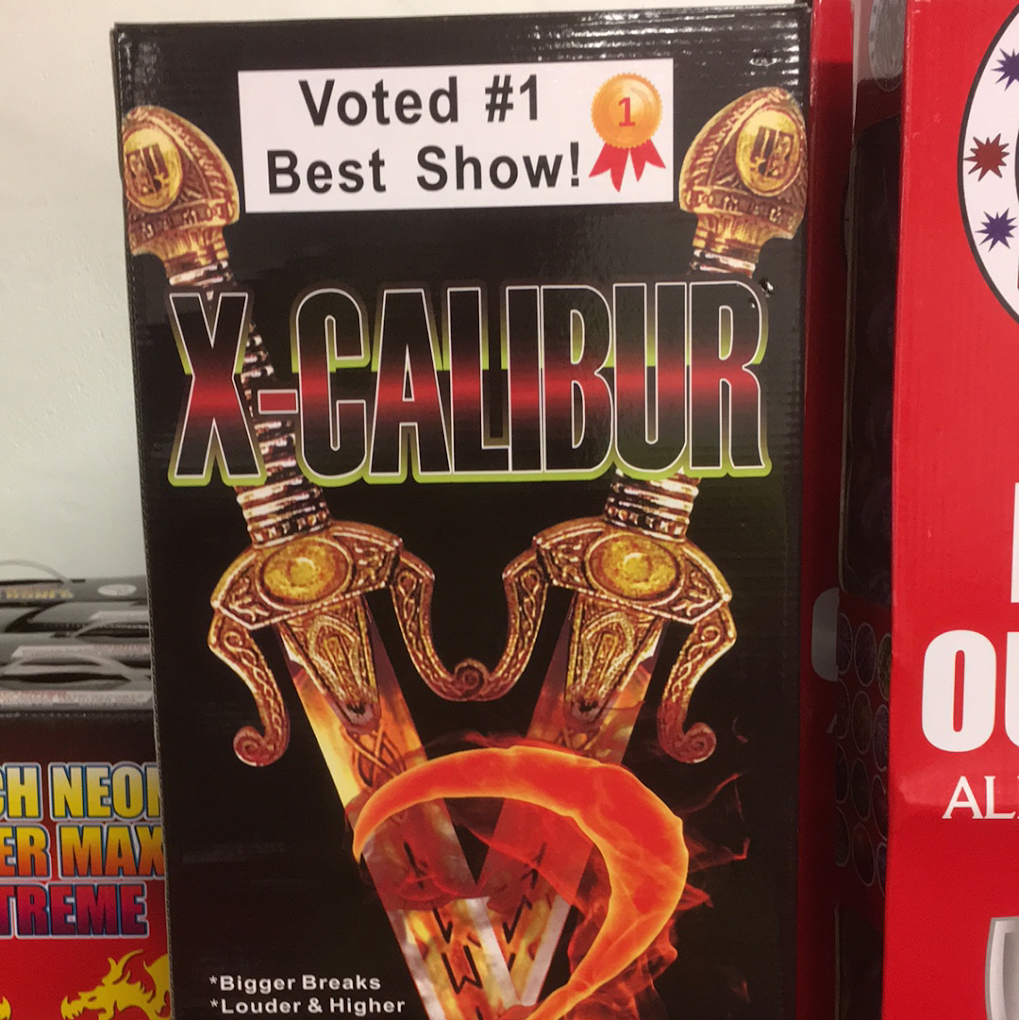 A box of x-calibur fireworks is voted # 1 best show