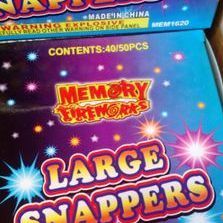 A box of large snappers fireworks made in china.