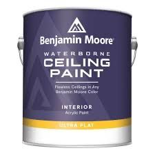 A gallon of Benjamin Moore Waterborne Ceiling Paint, labeled 