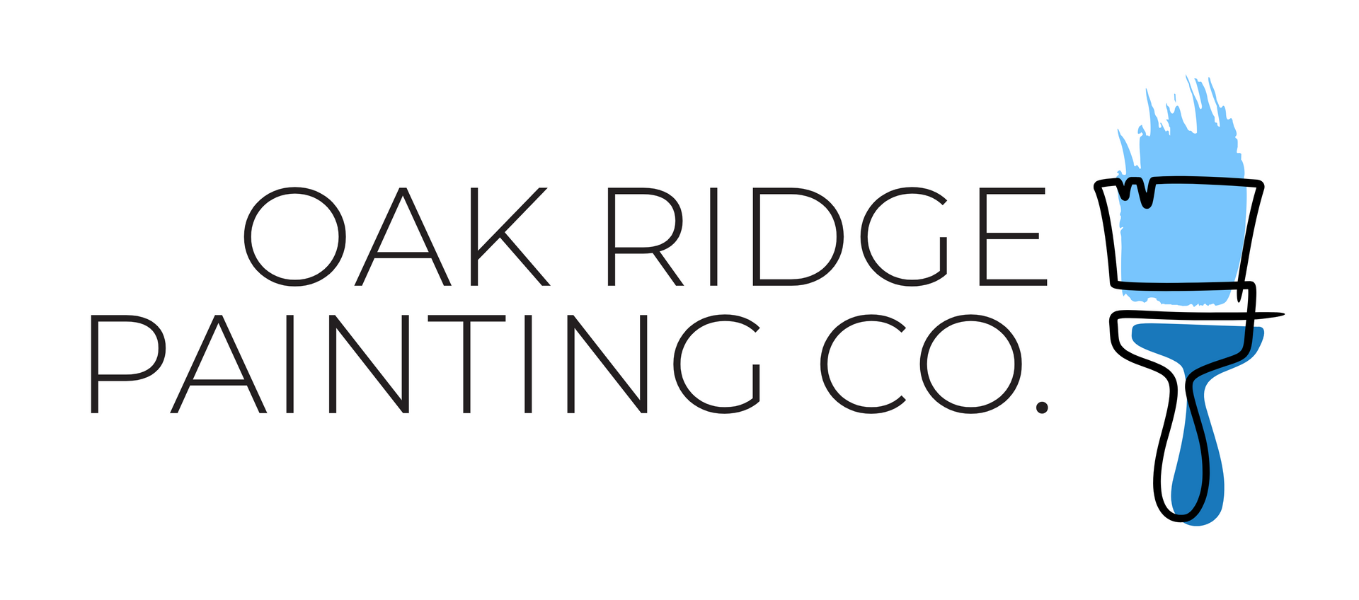 The logo for oak ridge painting co. is a painting brush with a drop of paint coming out of it.