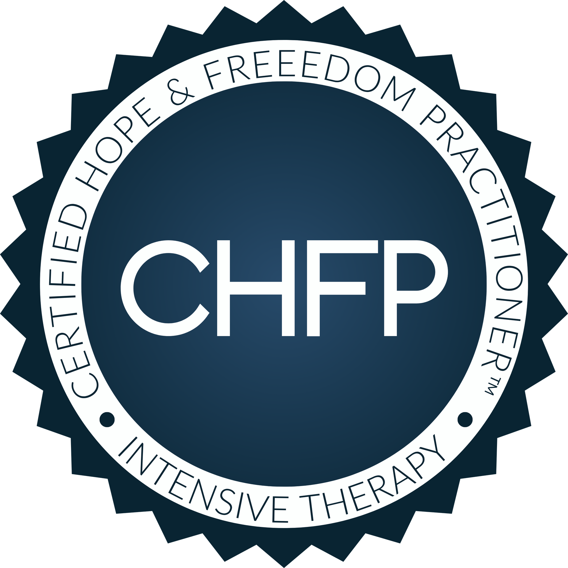 A certified hope and freedom practitioner logo for intensive therapy.