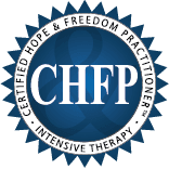 A certified hope and freedom practitioner logo for intensive therapy.