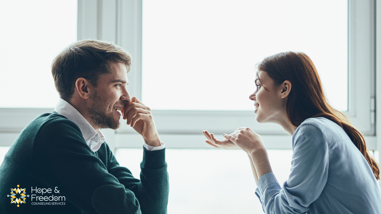 Couple in discussion with empathy