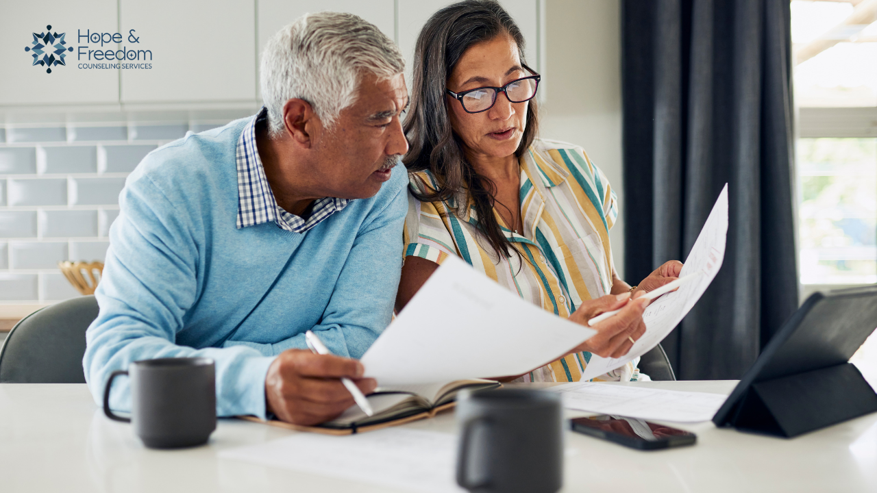 couple reviewing personal recovery plans for sex addiction and betrayal trauma