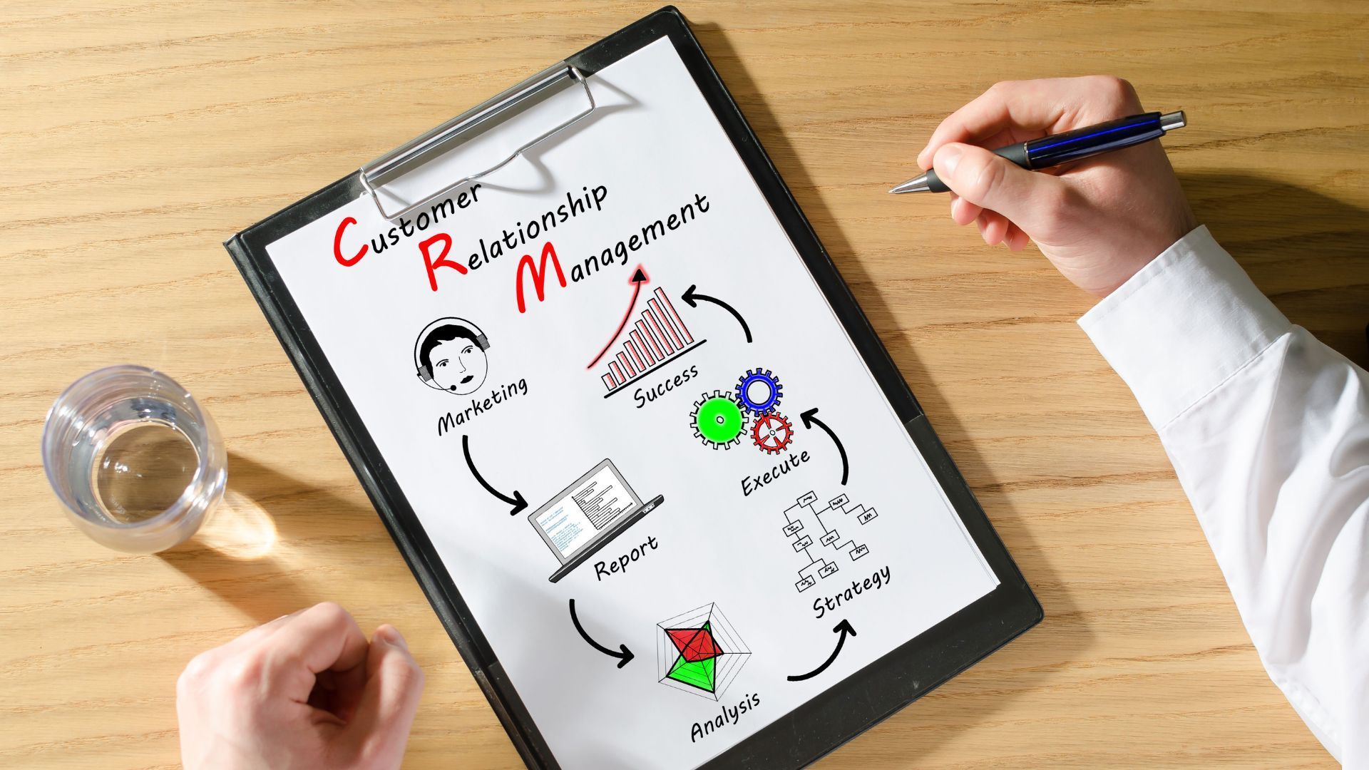 Rollers Media: Laptop, phone, and tablet showcasing a website design on a wooden desk, with accessories.