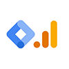 Google Tag Manager and Analytics logo: Blue, orange, and yellow graphical representation of website tracking tools.