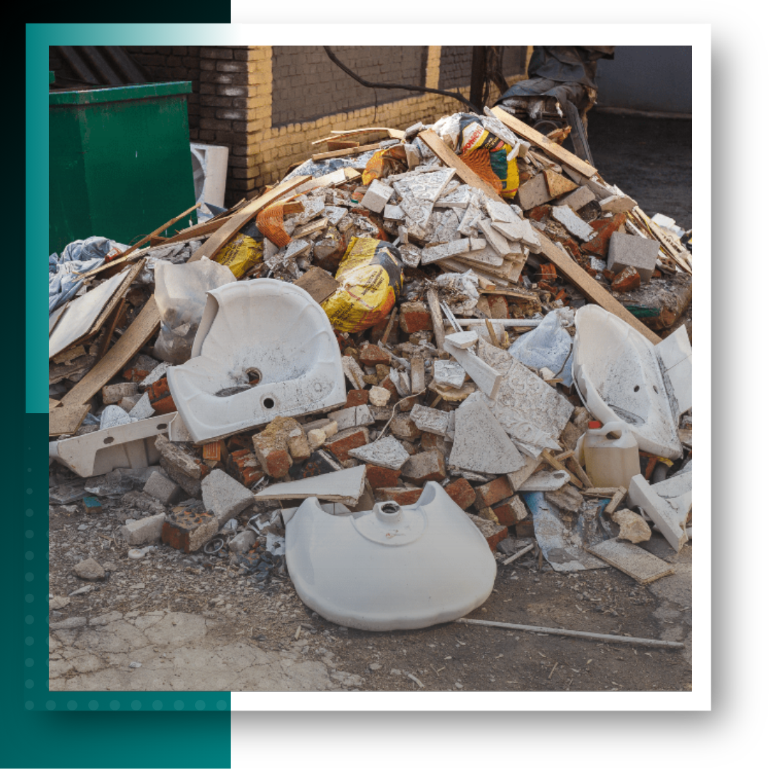 A pile of construction waste materials