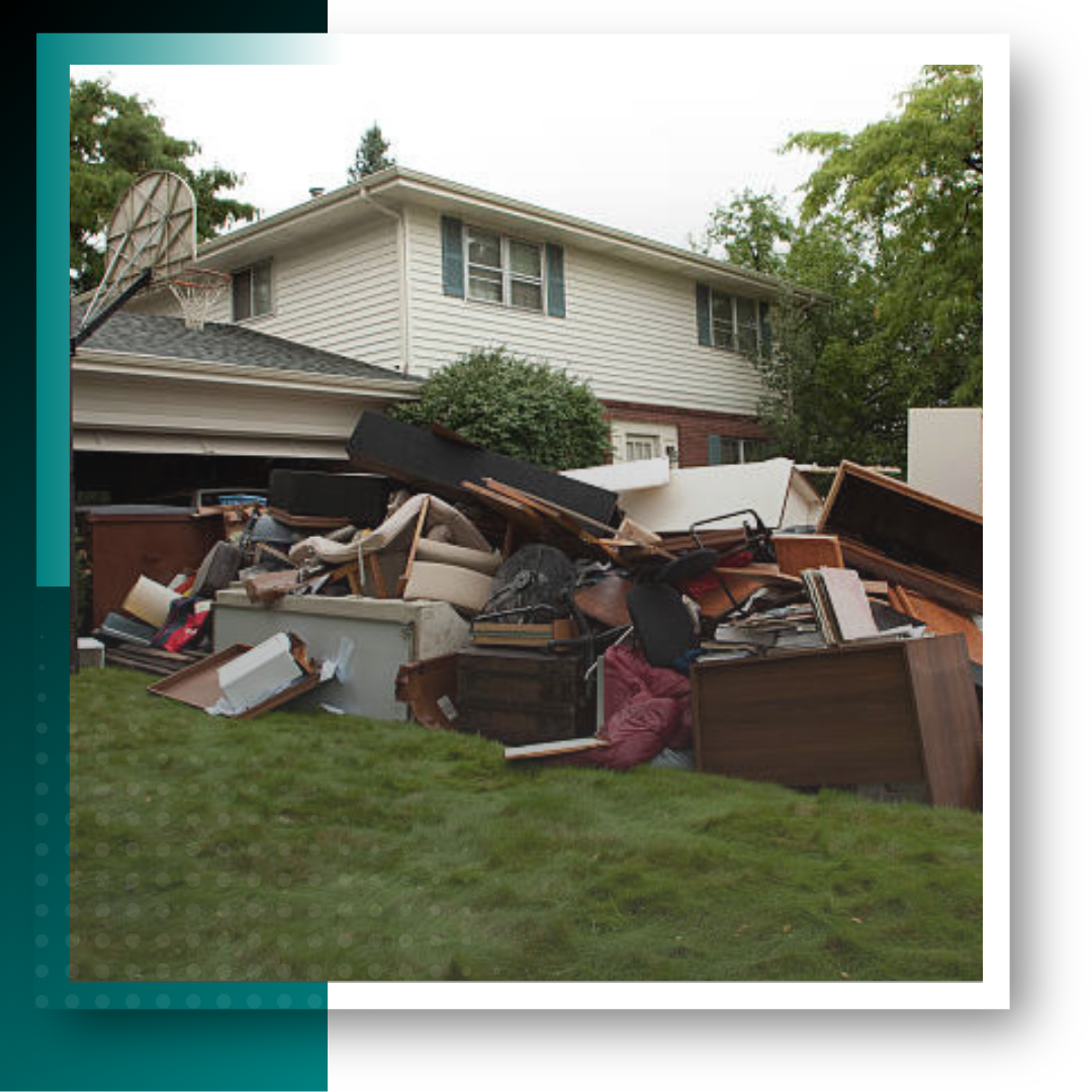 A pile of junk, waste and discarded materials