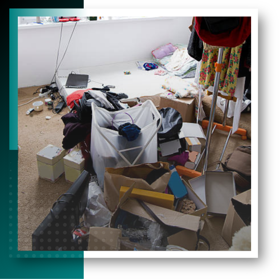 A pile of junk, waste and discarded materials