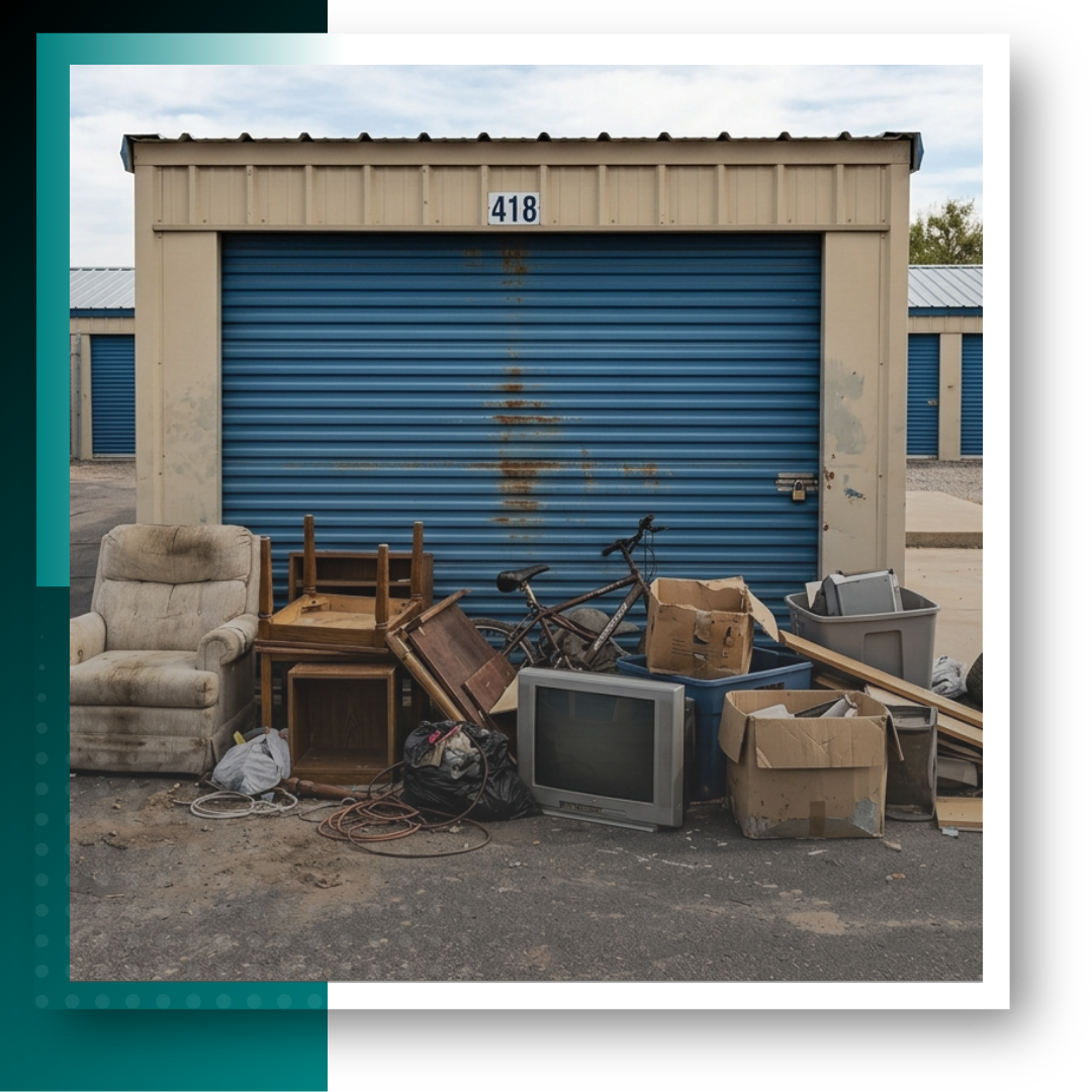 A pile of junk, waste and discarded materials