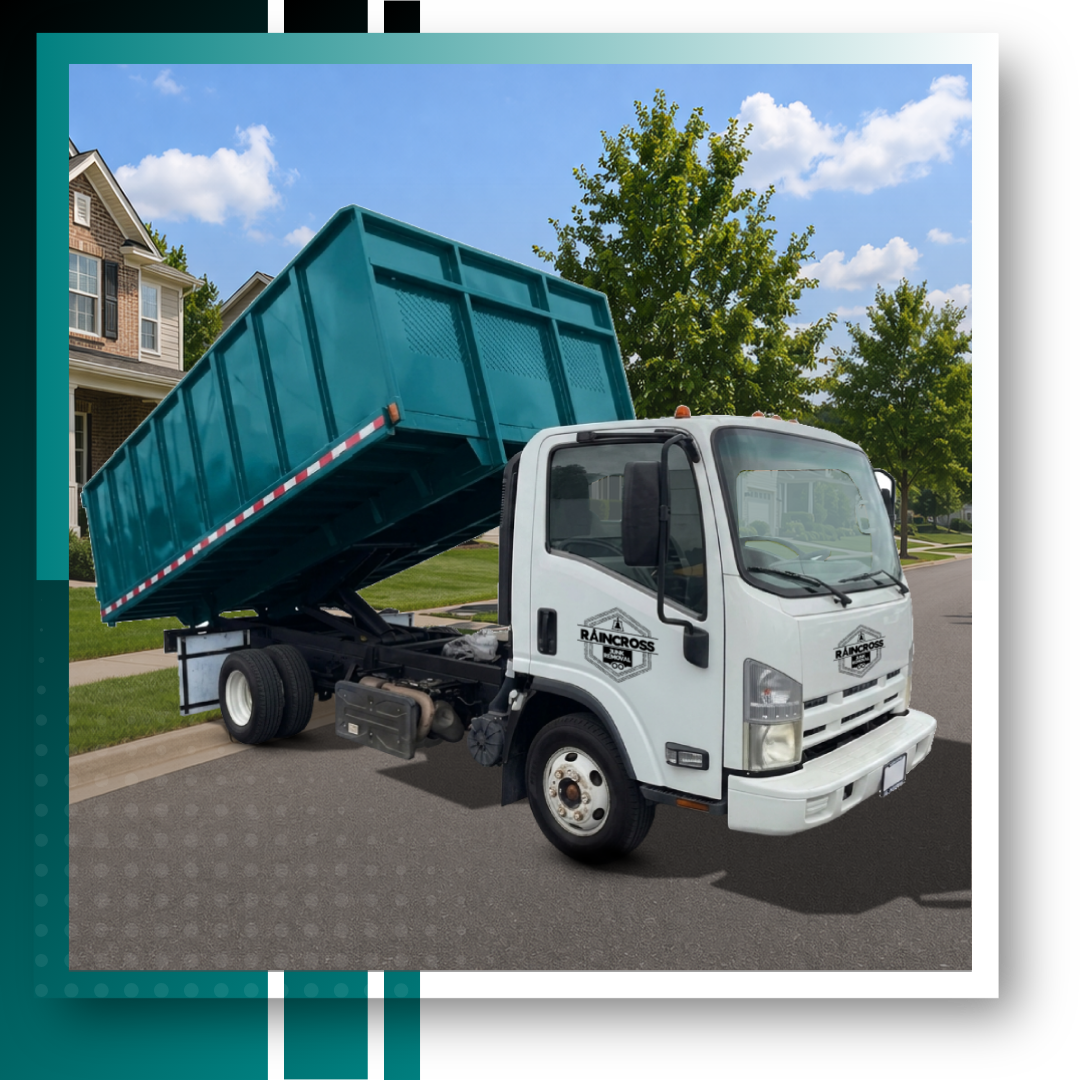 Dump truck parked outside the road