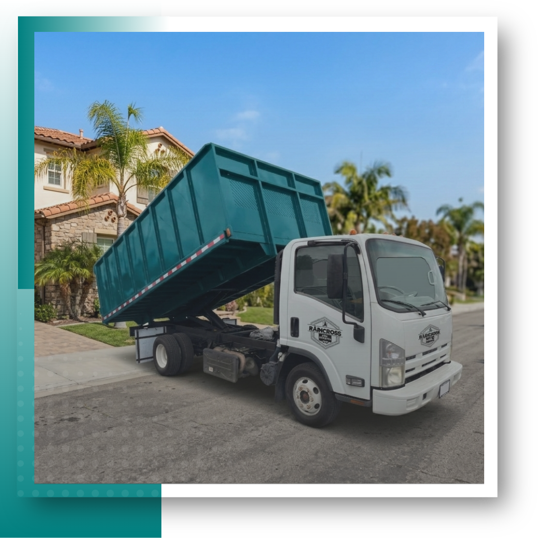 A dump truck with graphics on it.