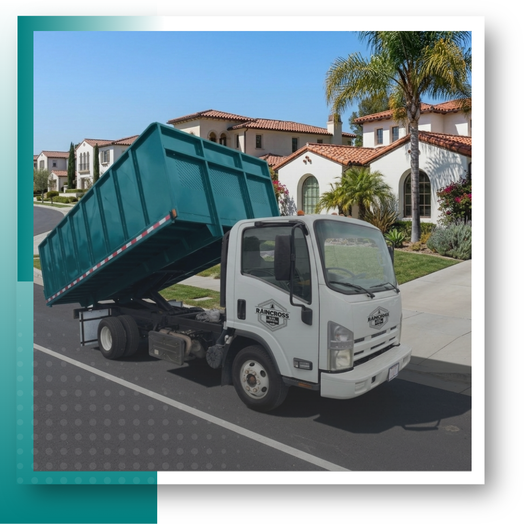 A dump truck with graphics on it.
