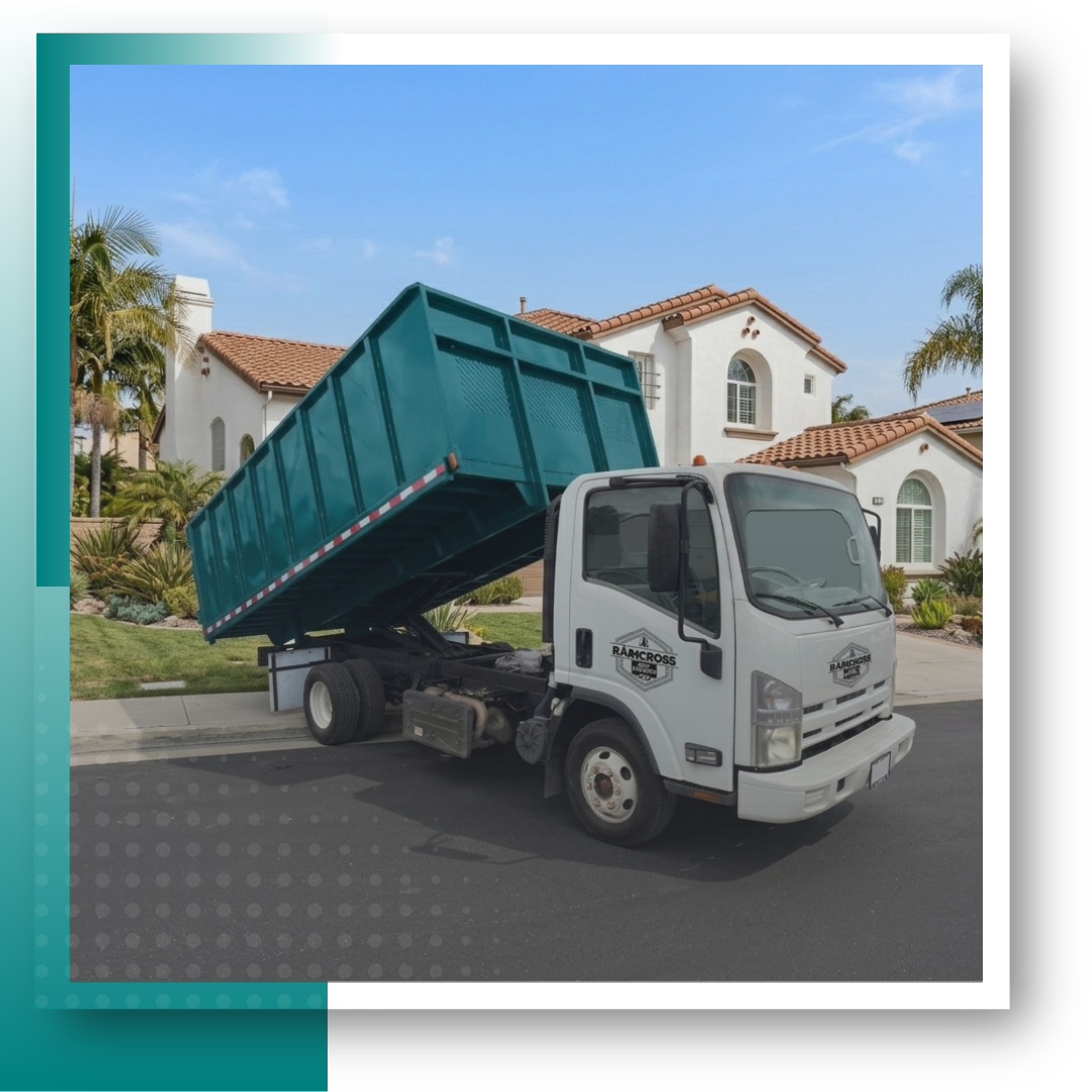 A dump truck with graphics on it.