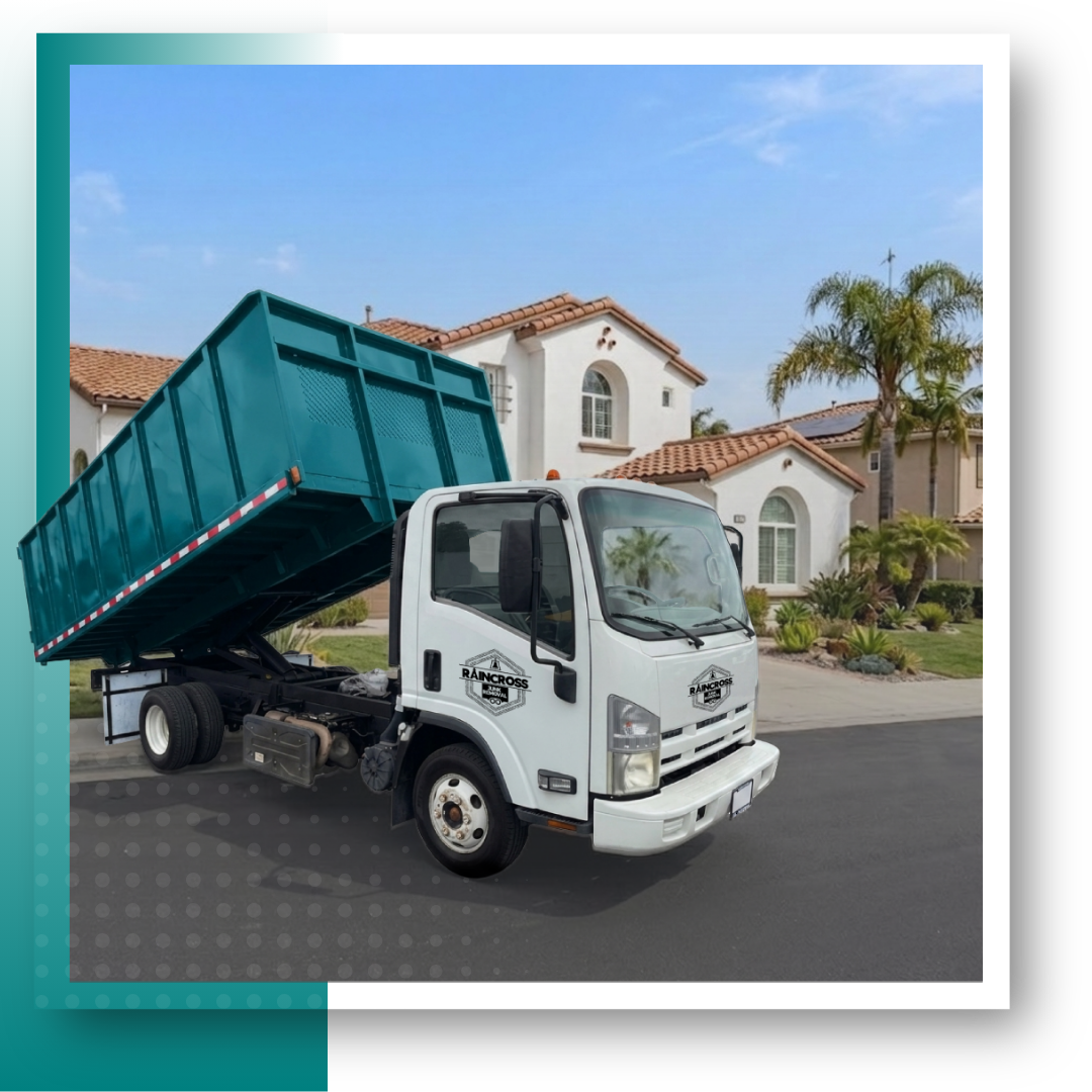 A dump truck with graphics on it.