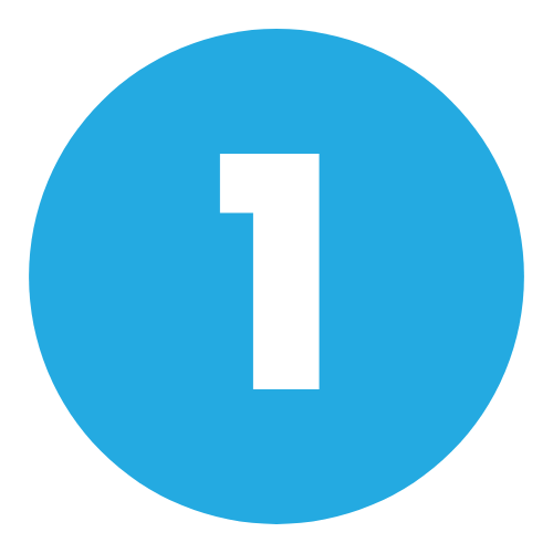 A blue circle with a white number 1 inside of it