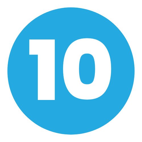 A blue circle with the number 10 inside of it