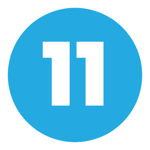 A blue circle with the number 11 inside of it