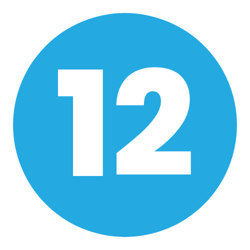 A blue circle with the number 12 inside of it