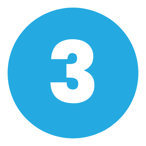 A blue circle with the number three inside of it