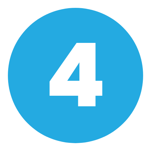 A blue circle with the number four inside of it