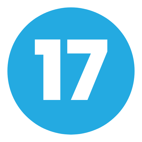 A blue circle with the number 17 inside of it