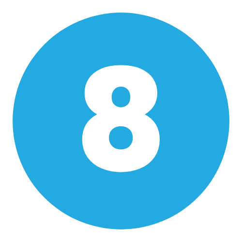 A blue circle with the number eight inside of it