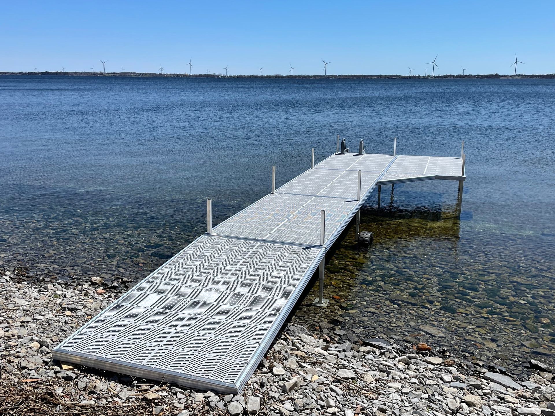 A dock is sitting in the middle of a lake.