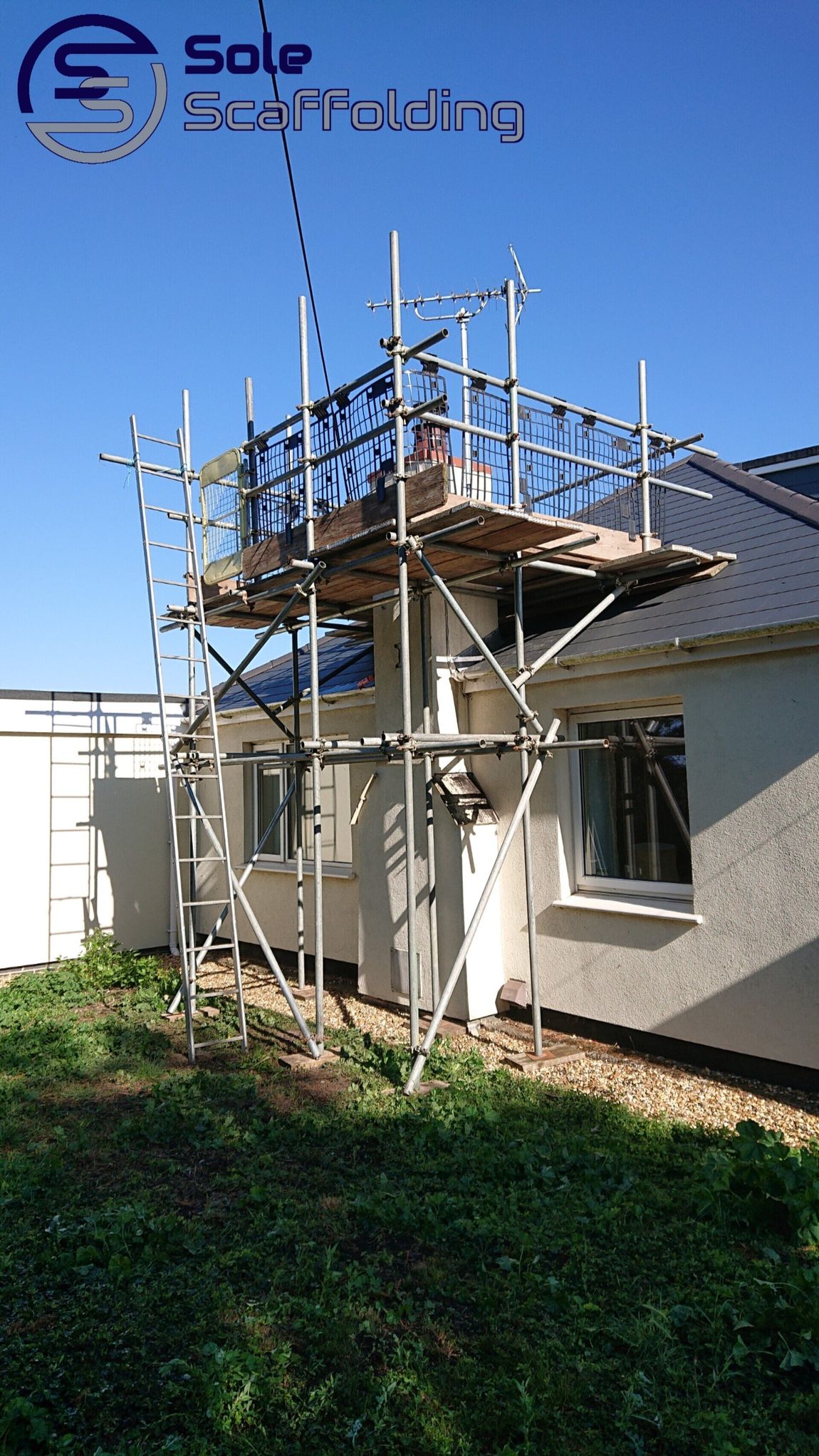 sole scaffolding - Chimney scaffold for repair works in Soham