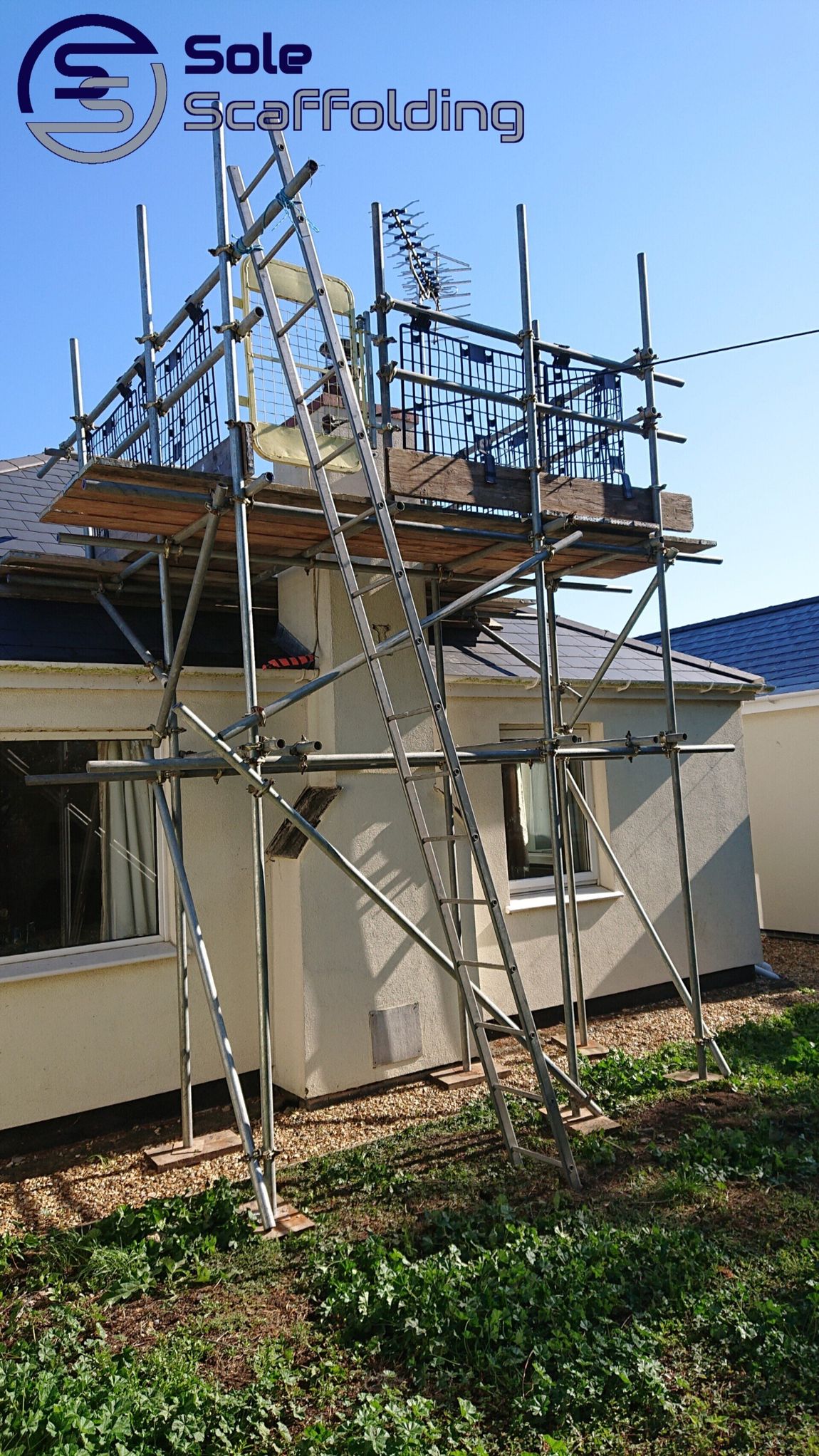 sole scaffolding - Chimney scaffold for repair works in Soham