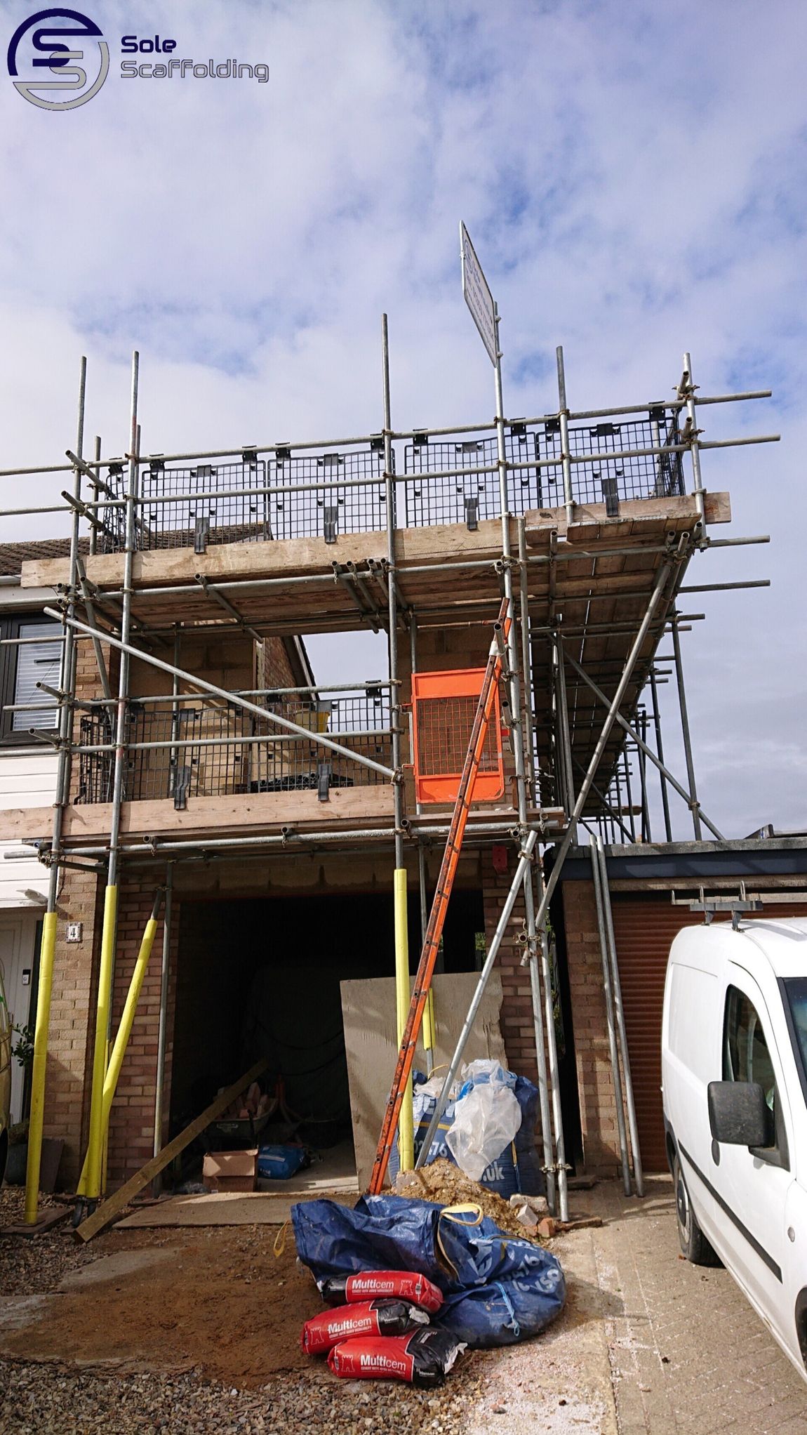 sole scaffolding - new build extention in witchford