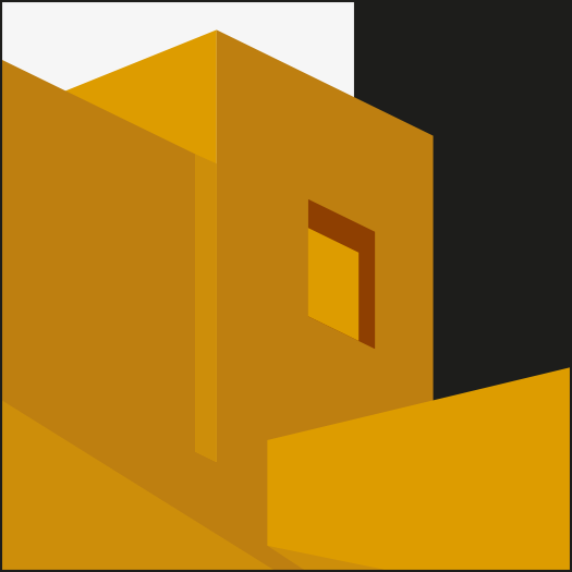 Een geel gebouw met een raam in het midden