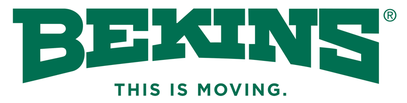 Bekins logo in green, arched text:
