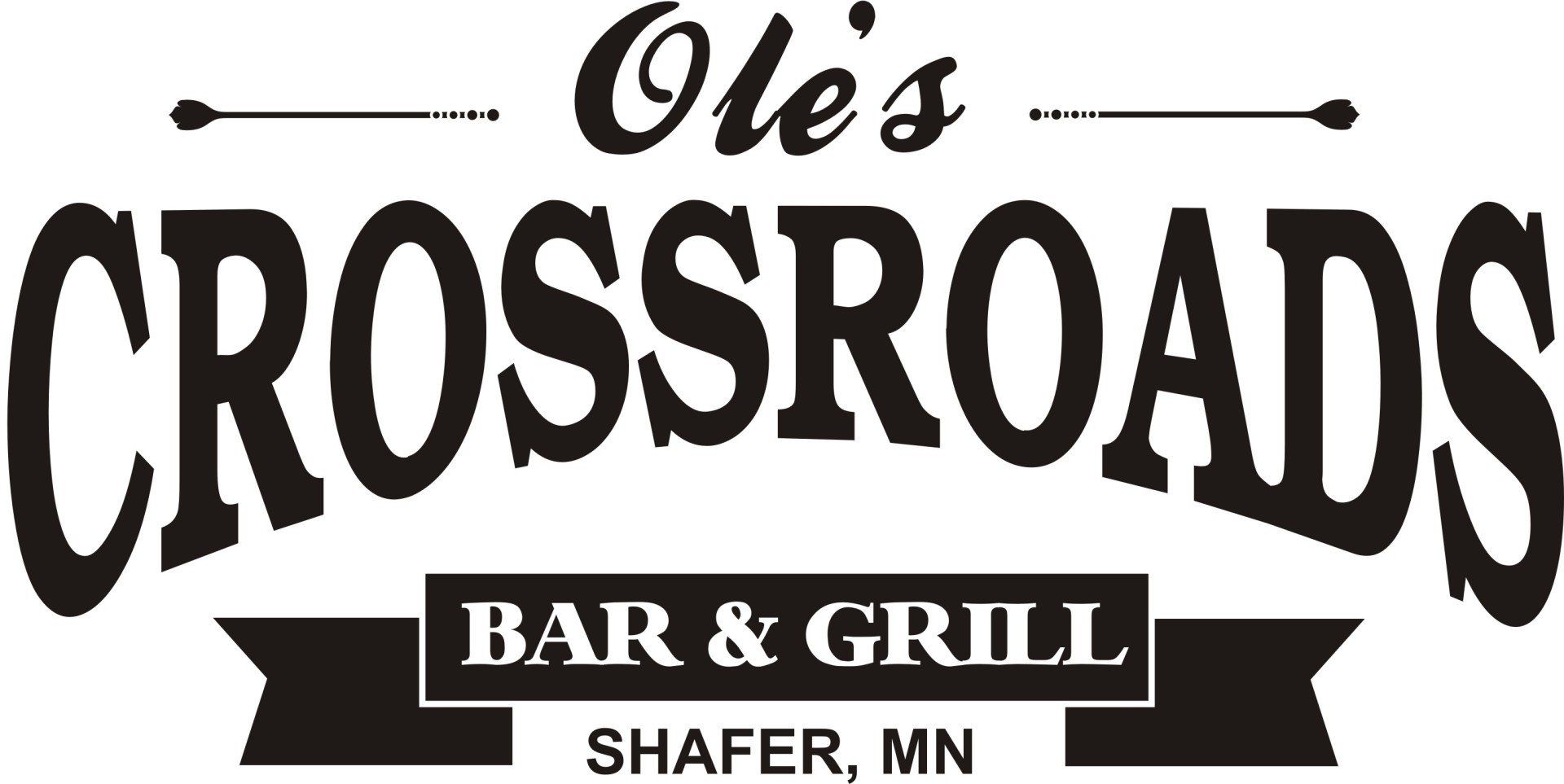 The logo for ole 's crossroads bar and grill in shafer , mn.