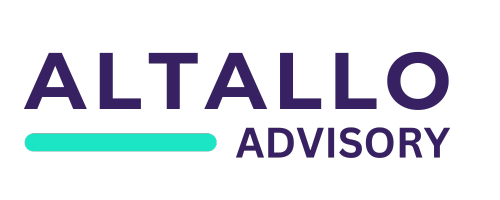 The logo for altallo advisory is a purple and blue logo with a green stripe.